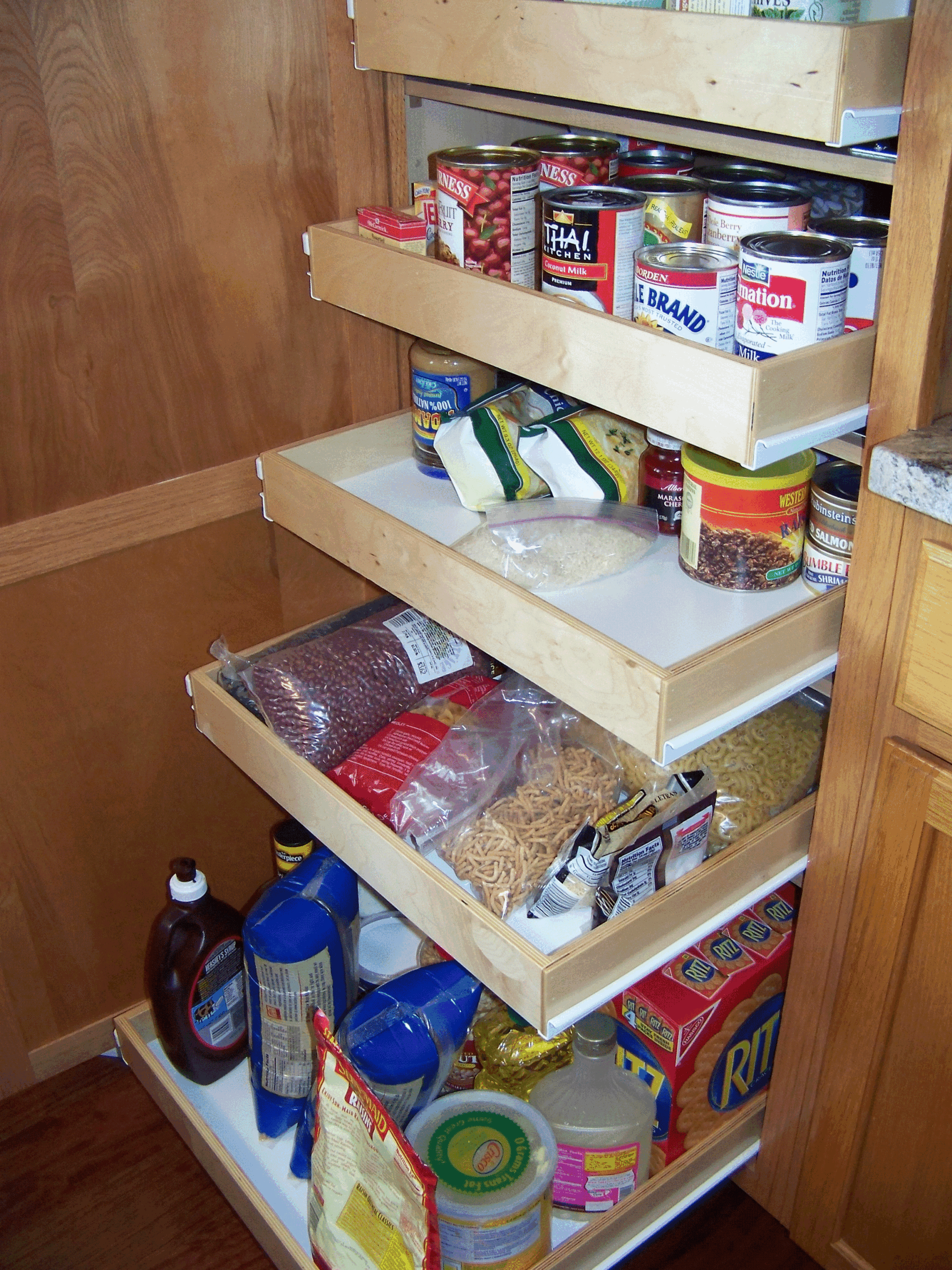 Rollout Shelves with Food